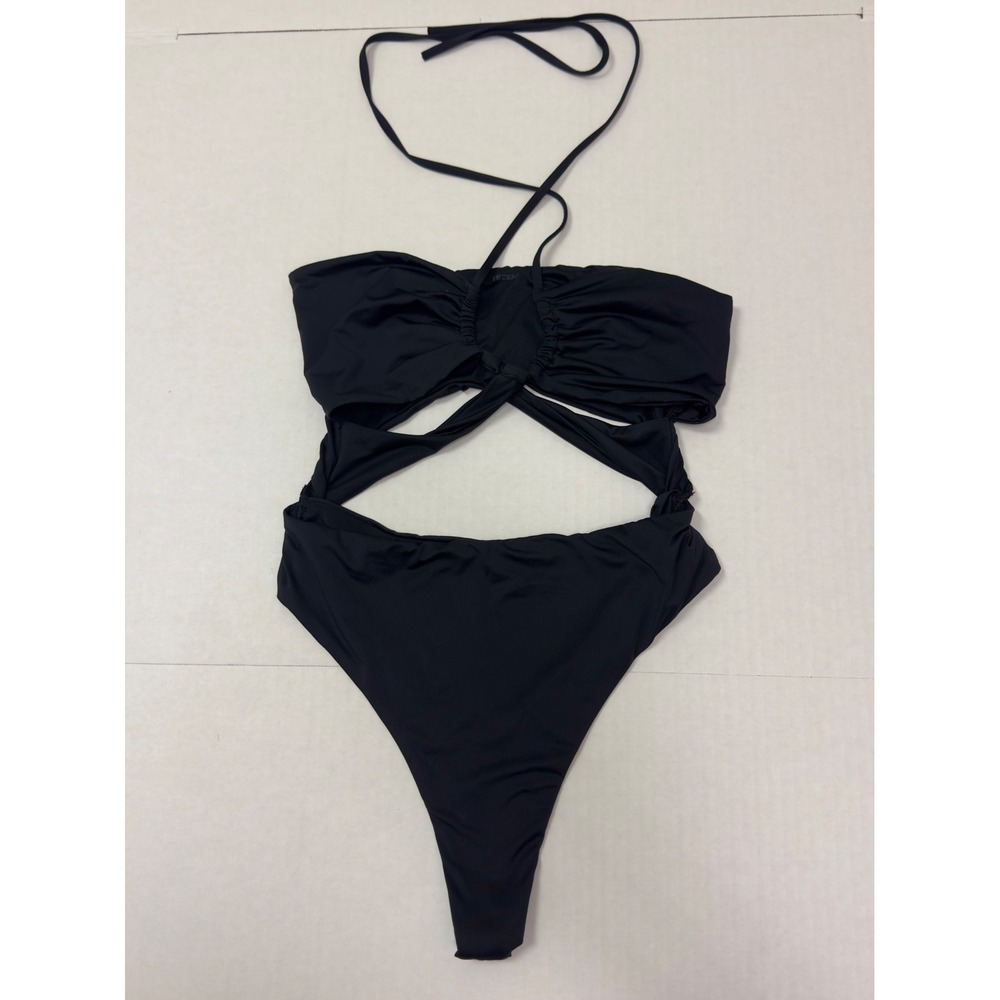 Tezenis Monokini Swimsuit Womens L Black Excellent Cut-Out Halter